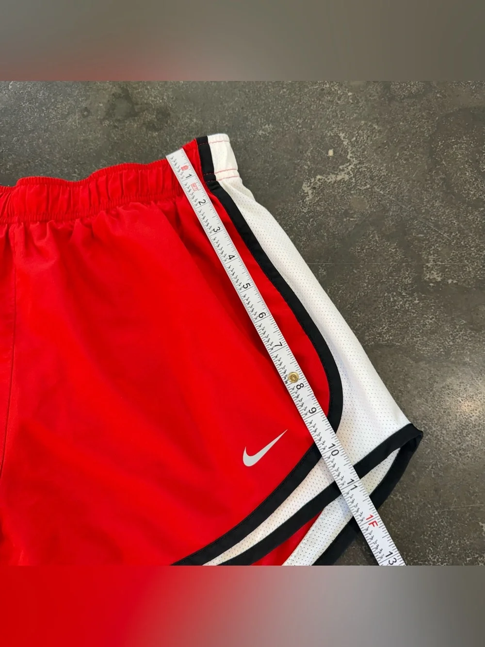 NIKE Red Dri Fit Women's Shorts with White & Black Trim Sz Large 3” Inseam